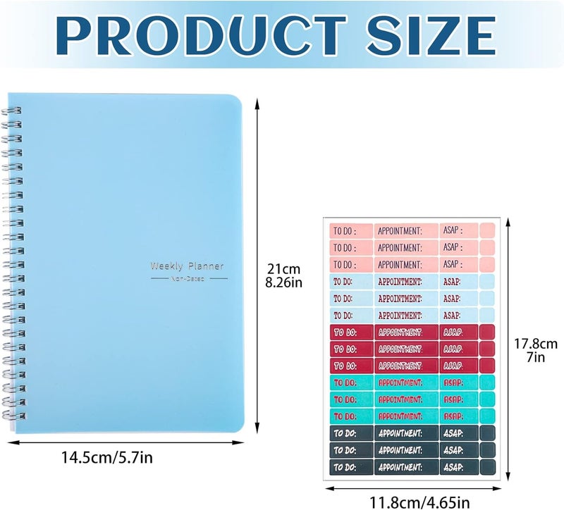 Thboxes Undated Weekly Planner with Habit Tracker  52 Weeks To Do List Notebook A5 Weekly Goal Planner with Spiral Binding & Stickers Home Work School Supplies for Women Girls 8.2"" x 5.7"" - Blue - Image 2